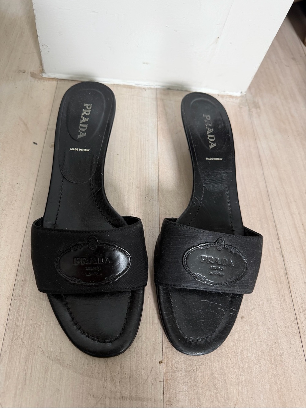 Prada Black Logo Slide Mules
